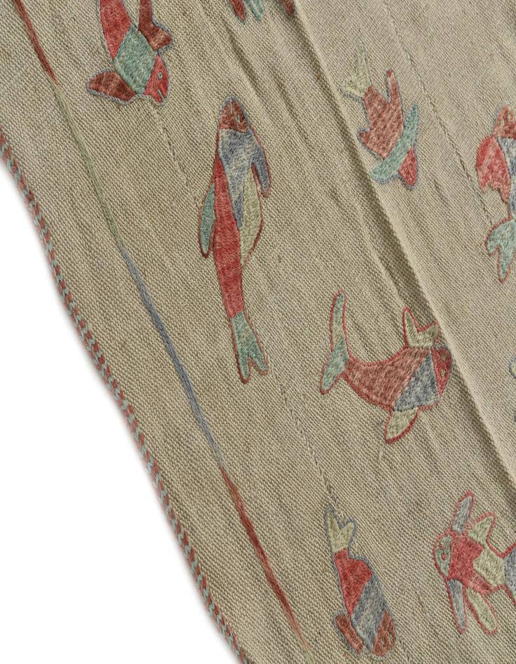 Detail image of 4' 10 x 6' 2  Hand Woven Kilim Suzani Wool Rug