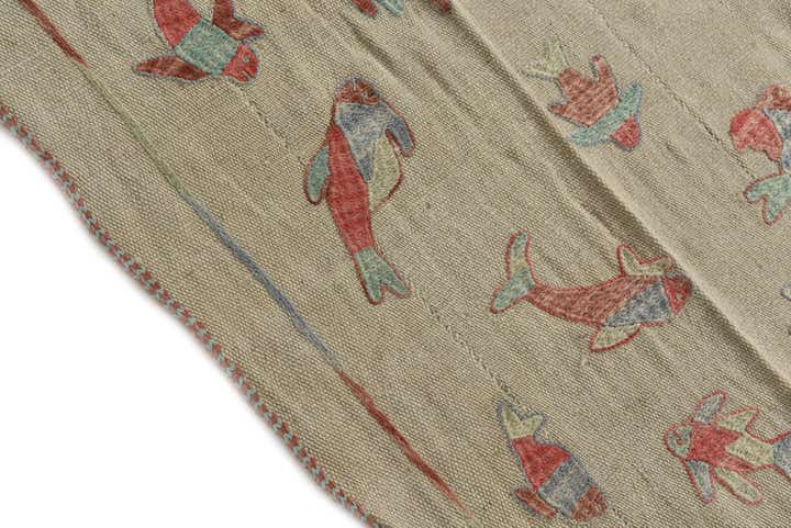 4' 10 x 6' 2 Hand Woven Kilim Suzani Wool Rug