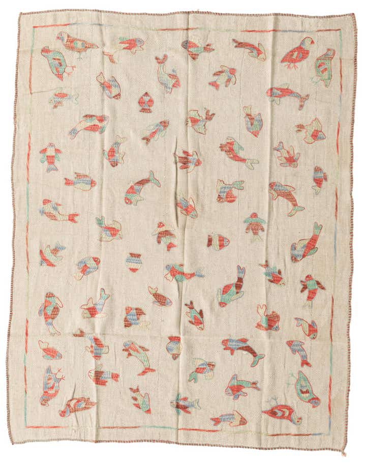 4' 10 x 6' 2 Hand Woven Kilim Suzani Wool Rug