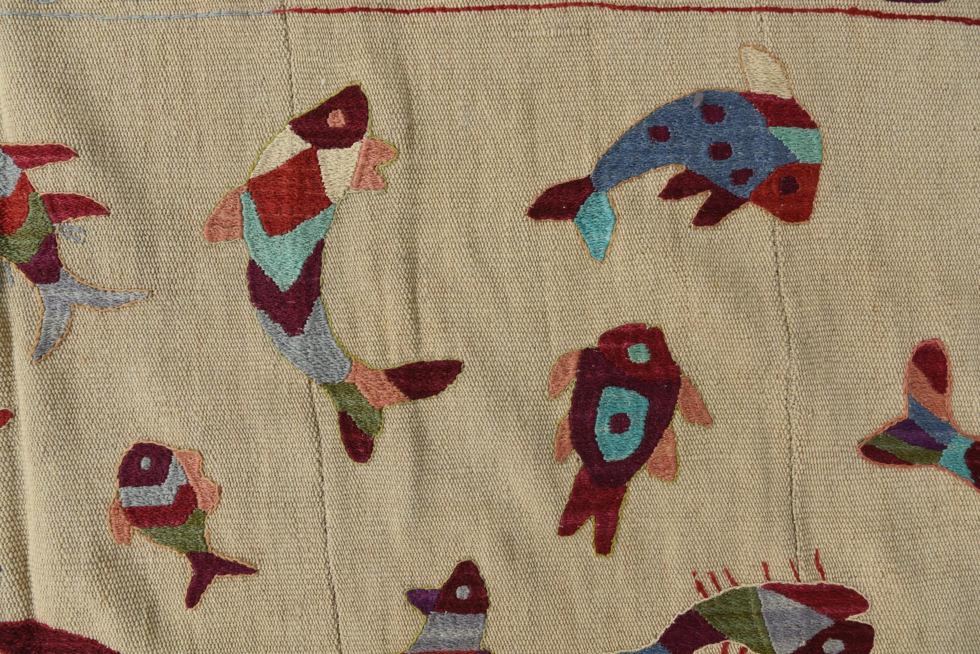 5' 8 x 7' 8 Hand Woven Kilim Suzani Wool Rug