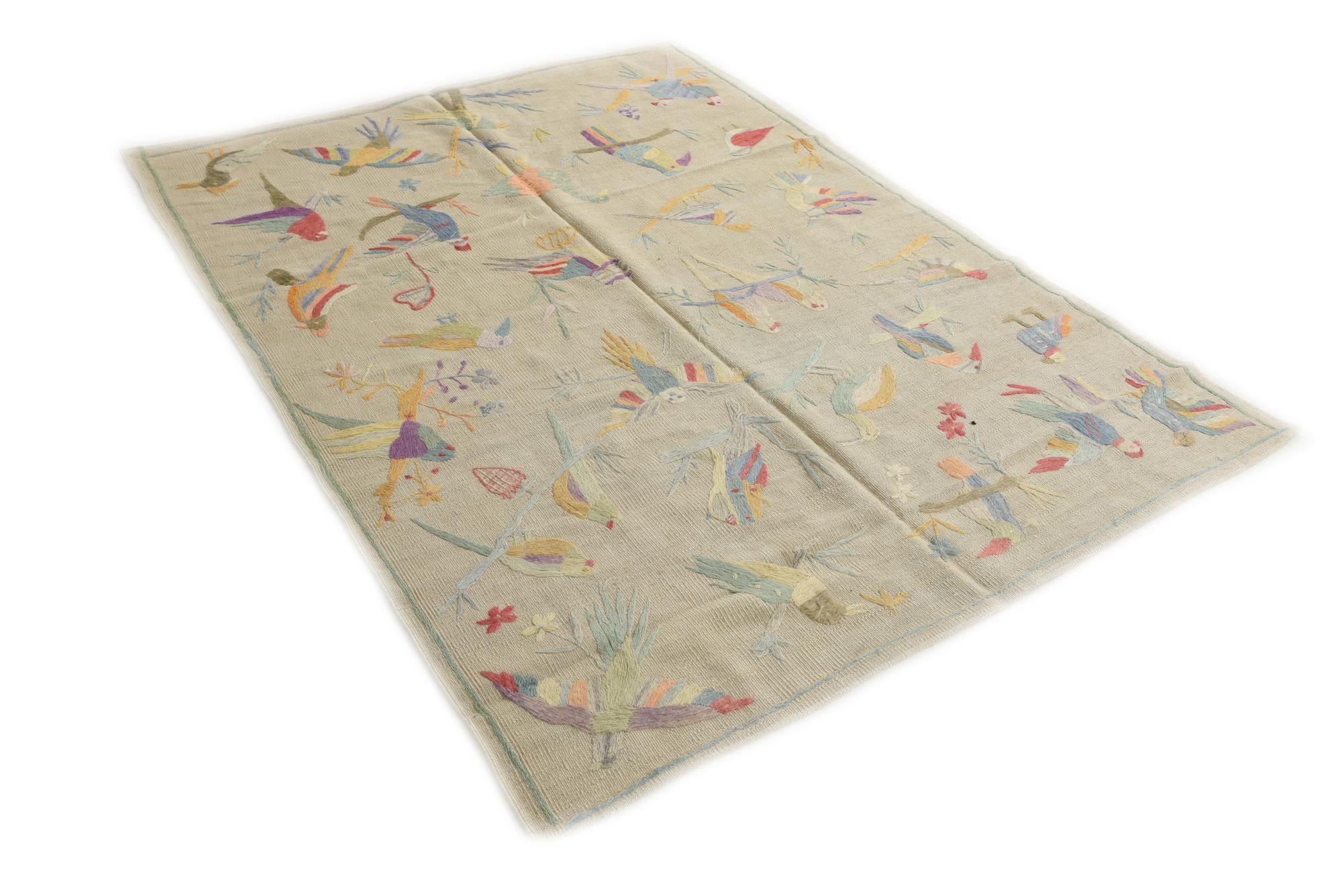 5' 4 x 7' 3 Hand Woven Kilim Suzani Wool Rug