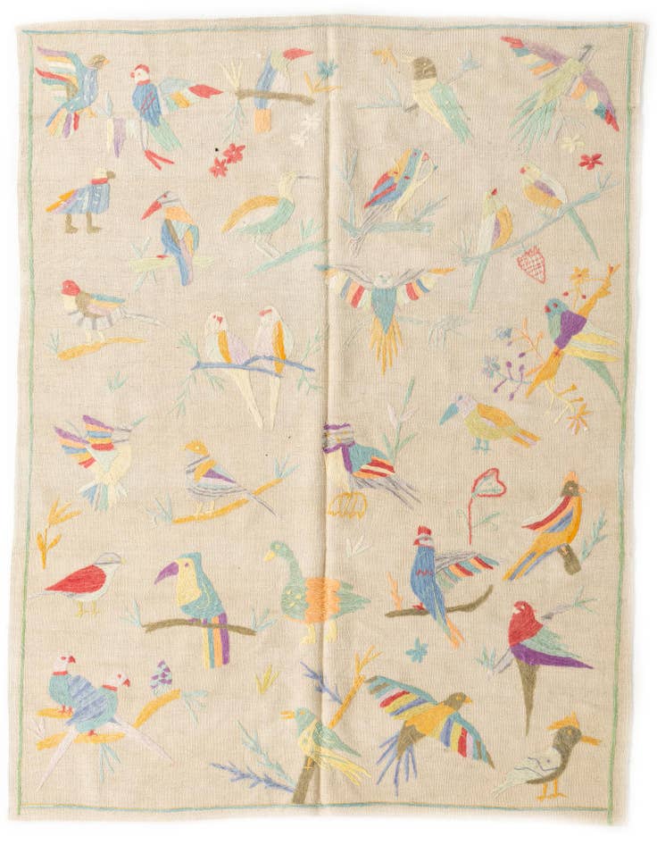 Detail image of 5' 4 x 7' 3 Hand Woven Kilim Suzani Wool Rug