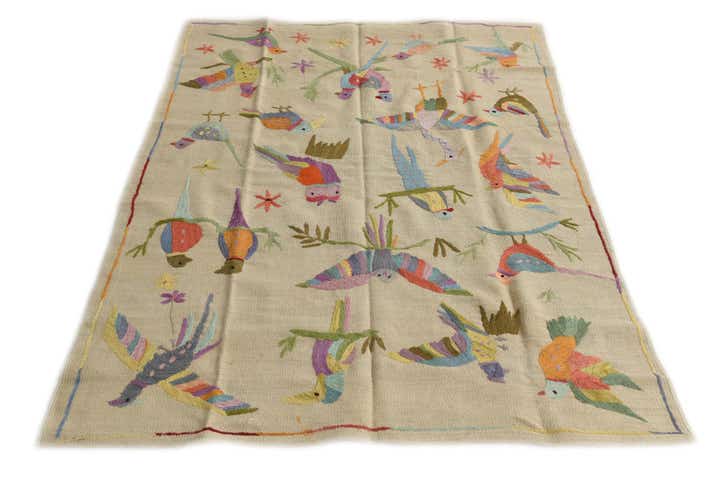 4' 2 x 5' 7 Hand Woven Kilim Suzani Wool Rug