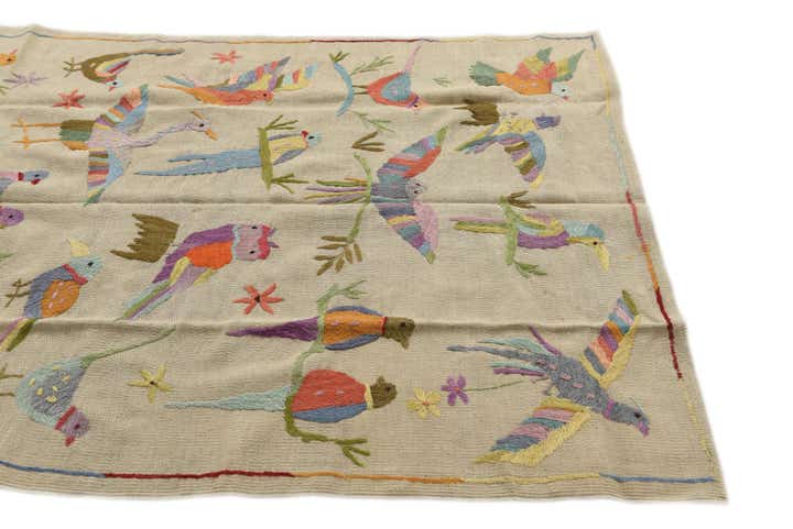 4' 2 x 5' 7 Hand Woven Kilim Suzani Wool Rug