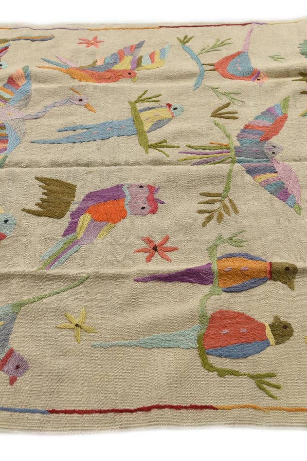 Detail image of 4' 2 x 5' 7 Hand Woven Kilim Suzani Wool Rug