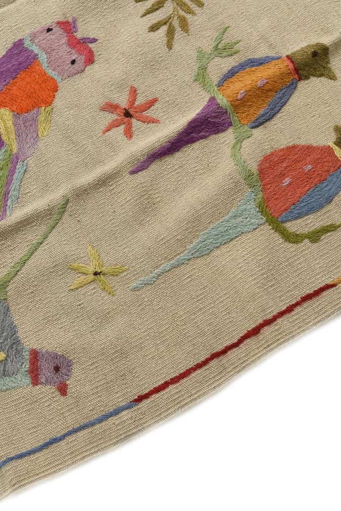 4' 2 x 5' 7 Hand Woven Kilim Suzani Wool Rug