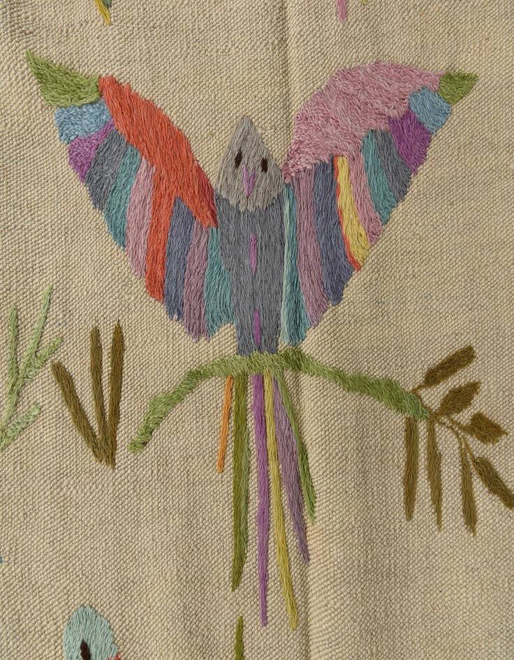 Detail image of 4' 2 x 5' 7  Hand Woven Kilim Suzani Wool Rug