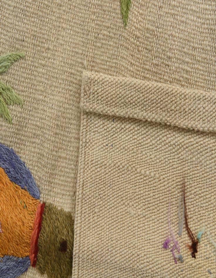 Detail image of 4' 2 x 5' 7  Hand Woven Kilim Suzani Wool Rug