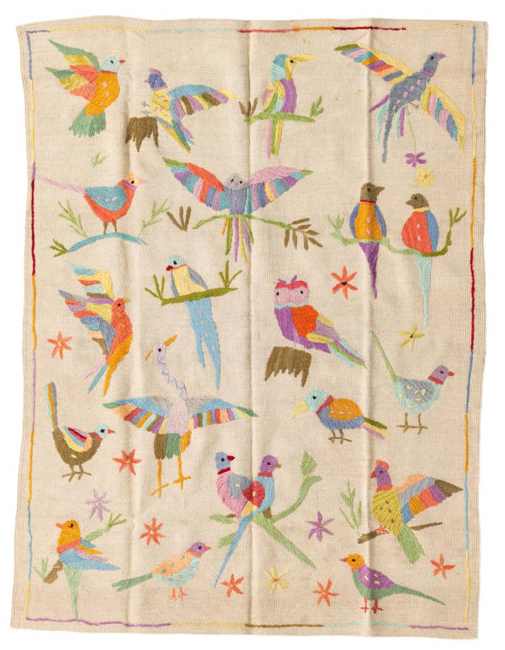 Detail image of 4' 2 x 5' 7 Hand Woven Kilim Suzani Wool Rug
