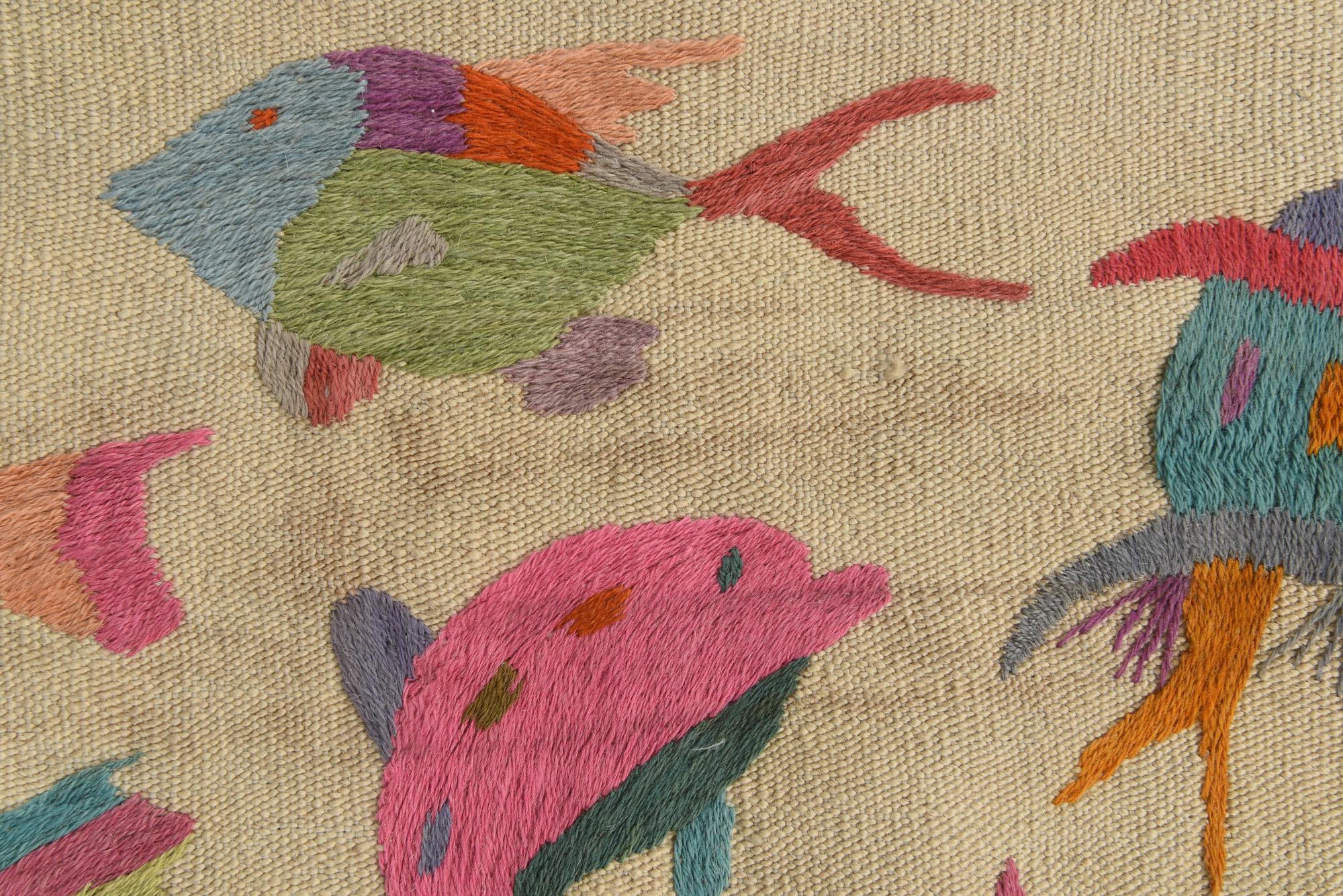 4' 2 x 5' 7 Hand Woven Kilim Suzani Wool Rug