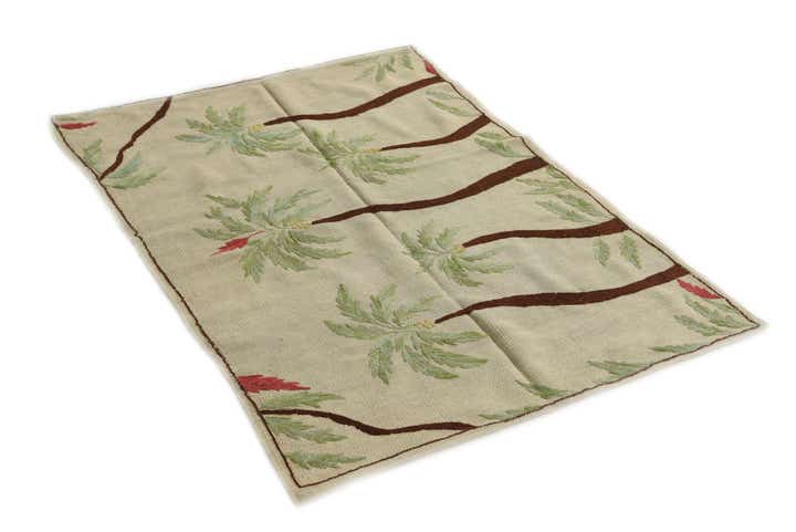 3' 4 x 4' 6 Hand Woven Kilim Suzani Wool Rug