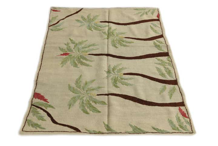 3' 4 x 4' 6 Hand Woven Kilim Suzani Wool Rug