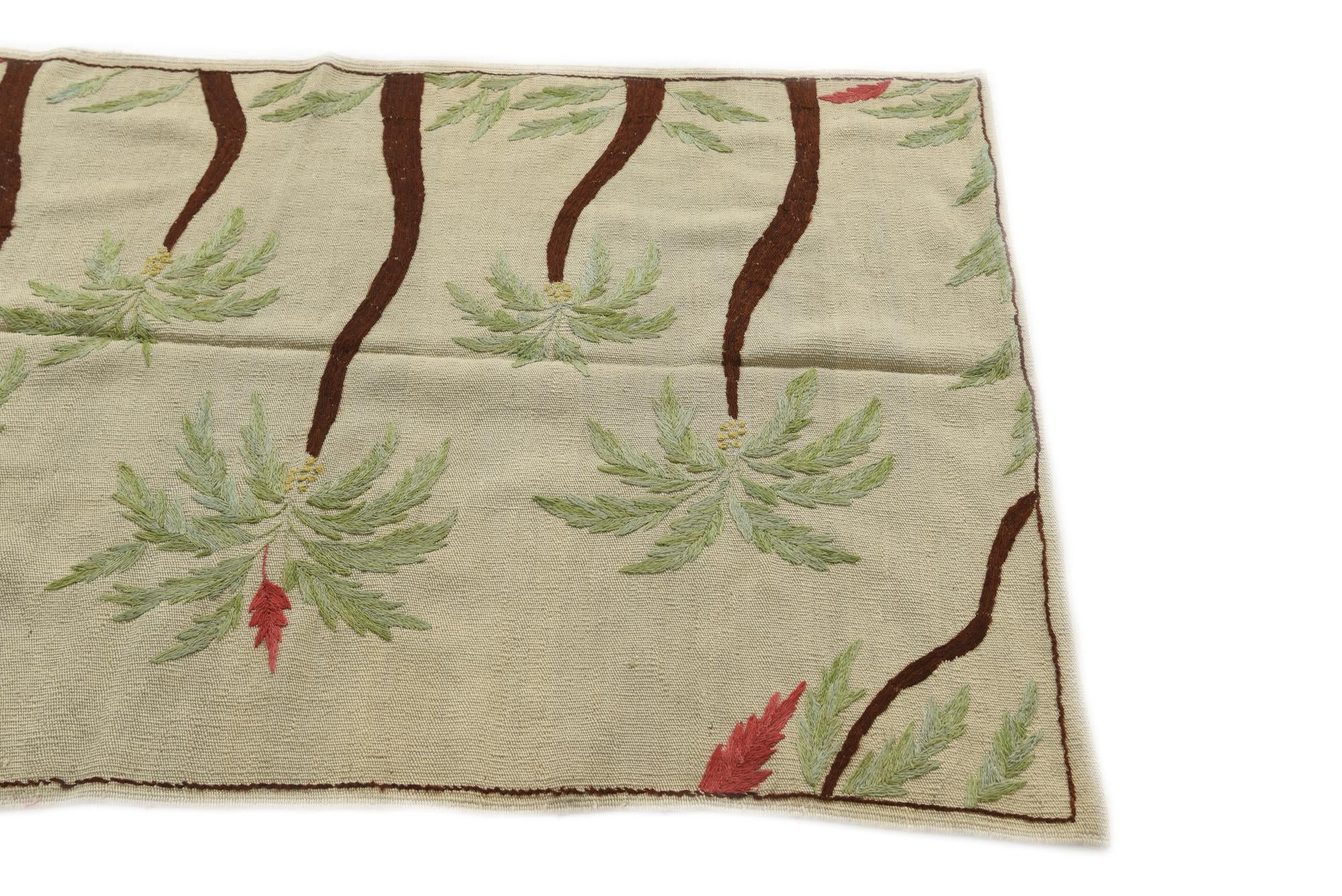 3' 4 x 4' 6 Hand Woven Kilim Suzani Wool Rug