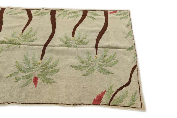 3' 4 x 4' 6 Hand Woven Kilim Suzani Wool Rug