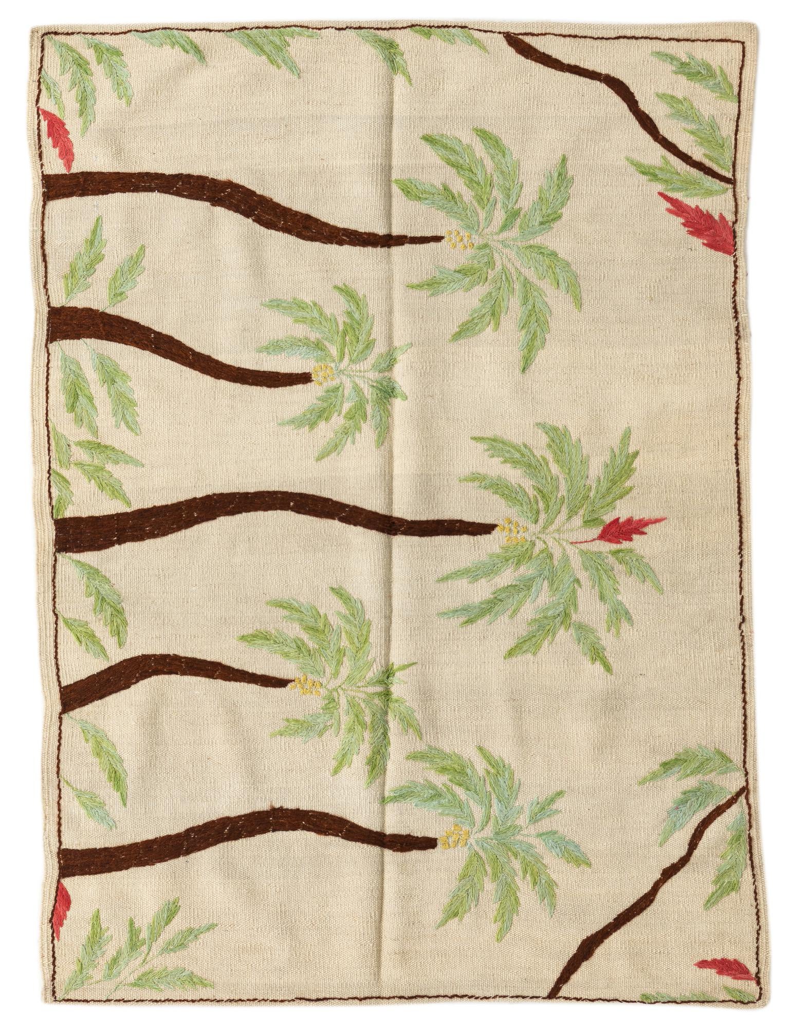 3' 4 x 4' 6 Hand Woven Kilim Suzani Wool Rug