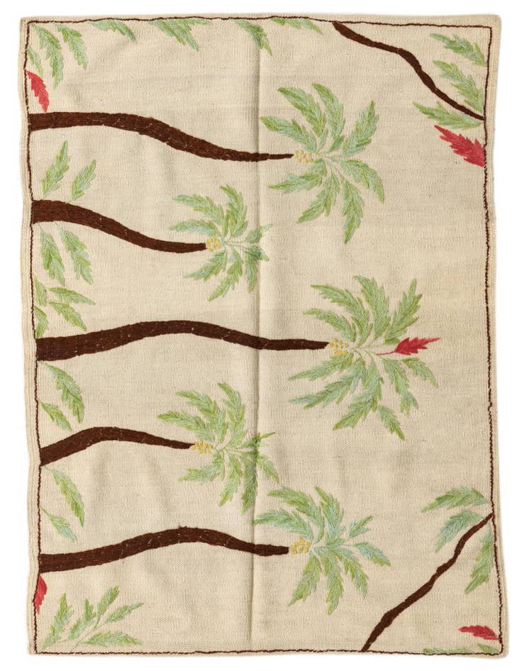 Detail image of 3' 4 x 4' 6 Hand Woven Kilim Suzani Wool Rug