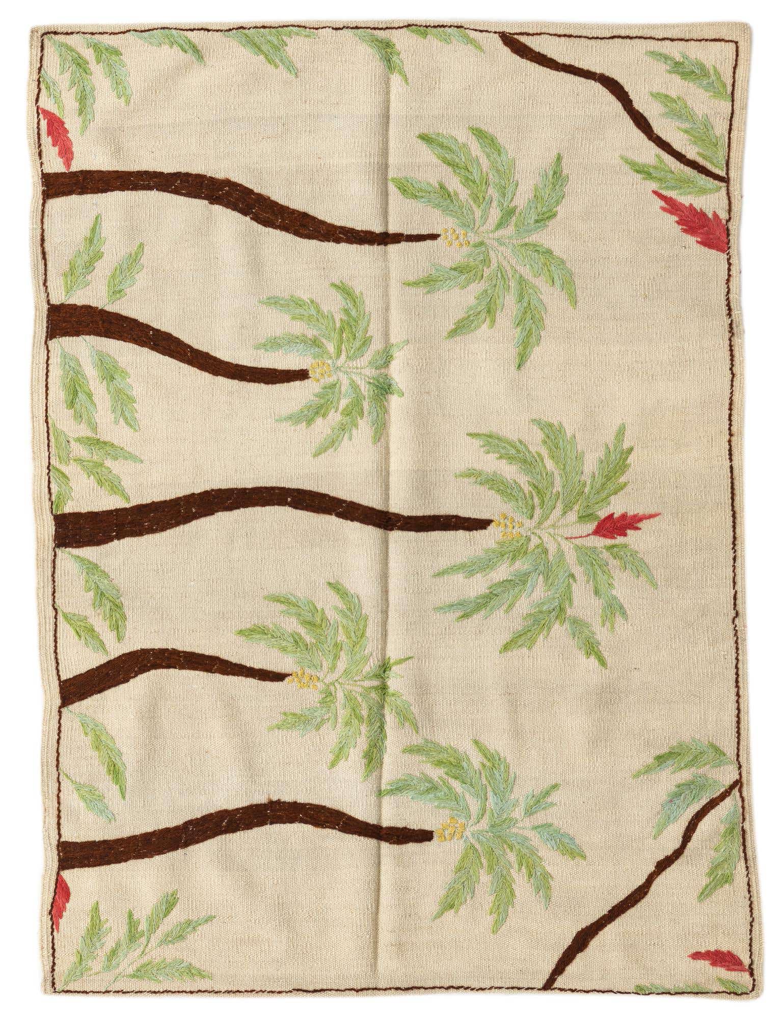 3' 4 x 4' 6 Hand Woven Kilim Suzani Wool Rug
