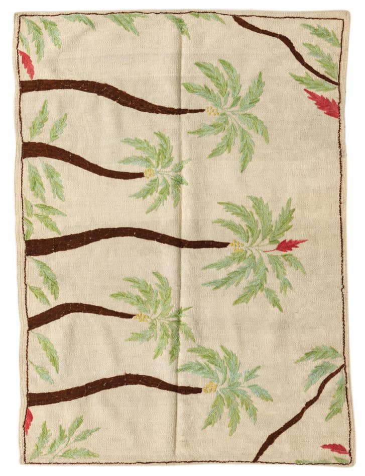 Detail image of 3' 4 x 4' 6 Hand Woven Kilim Suzani Wool Rug