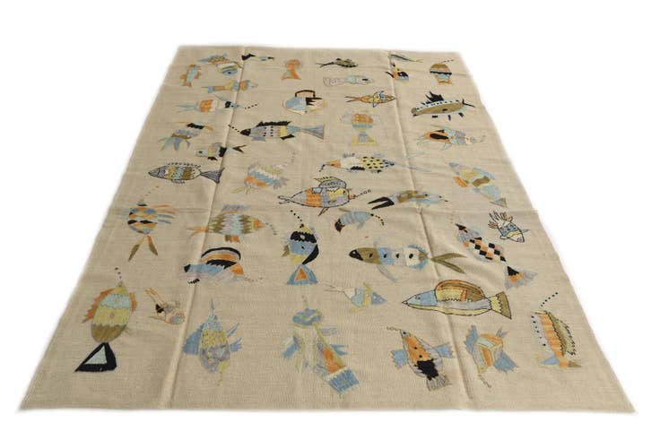 Detail image of 5' 8 x 7' 9 Hand Woven Kilim Suzani Wool Rug