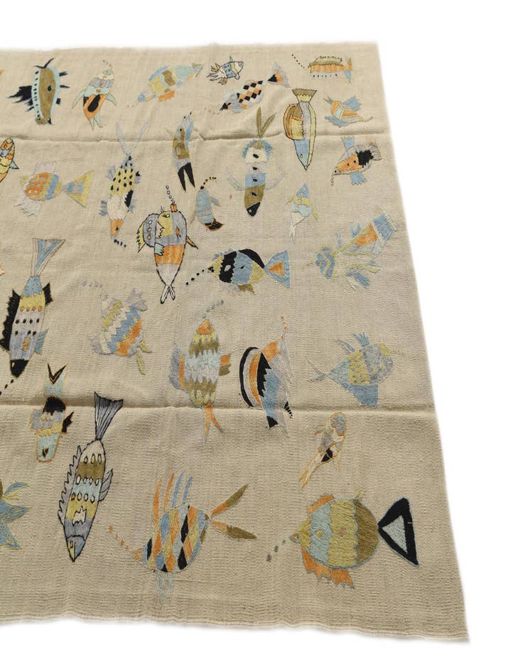 Detail image of 5' 8 x 7' 9  Hand Woven Kilim Suzani Wool Rug