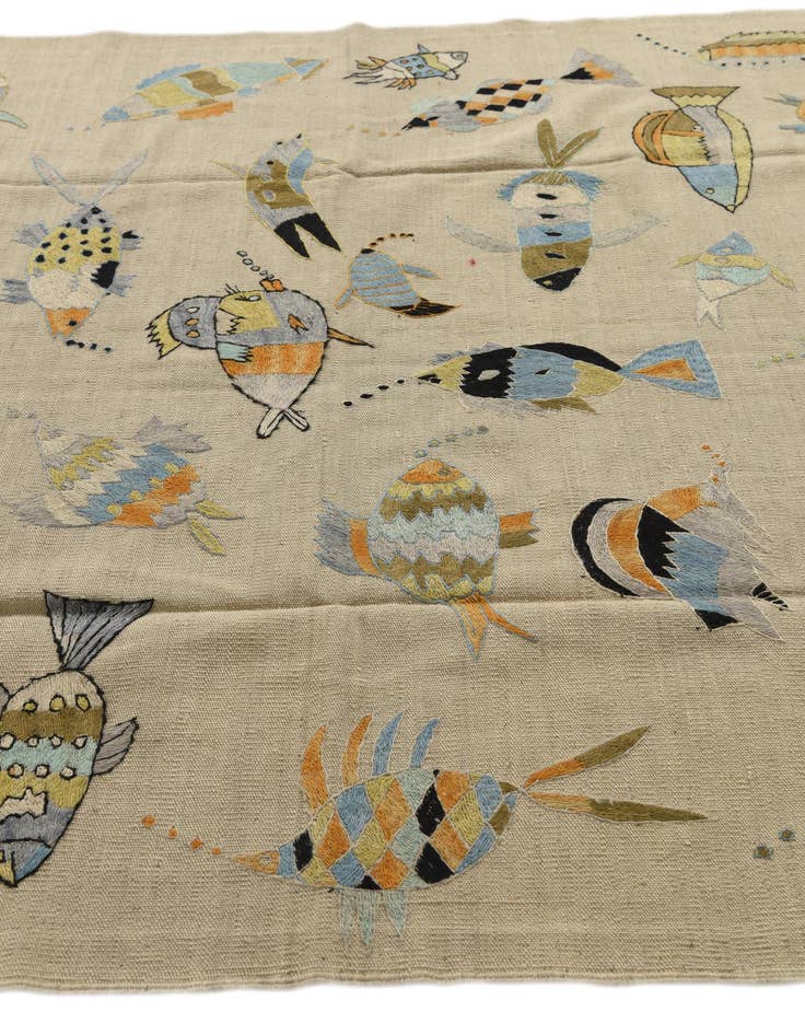 Detail image of 5' 8 x 7' 9  Hand Woven Kilim Suzani Wool Rug