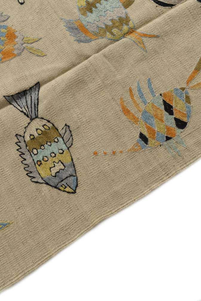5' 8 x 7' 9 Hand Woven Kilim Suzani Wool Rug
