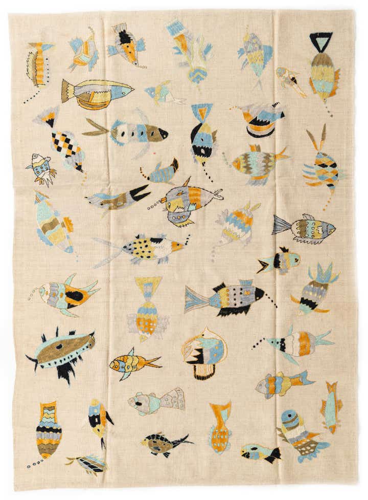 5' 8 x 7' 9 Hand Woven Kilim Suzani Wool Rug