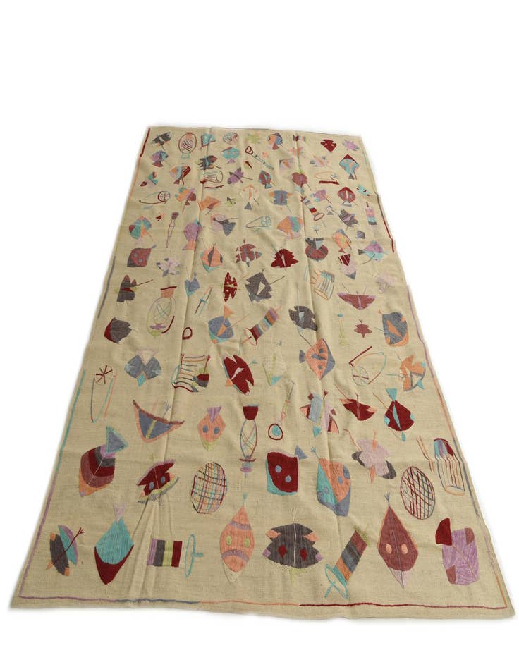 Detail image of 7' x 9' 2  Hand Woven Kilim Suzani Wool Rug