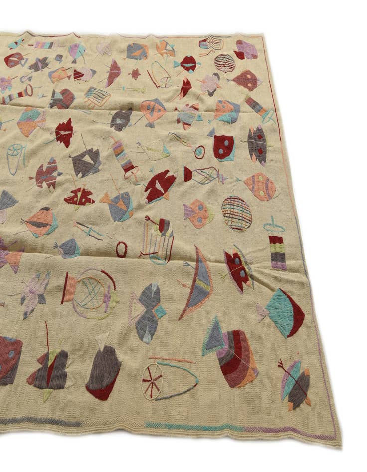 Detail image of 7' x 9' 2  Hand Woven Kilim Suzani Wool Rug