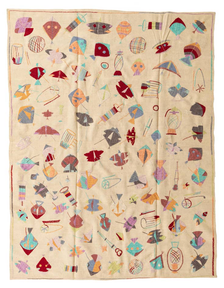 Detail image of 7' x 9' 2 Hand Woven Kilim Suzani Wool Rug