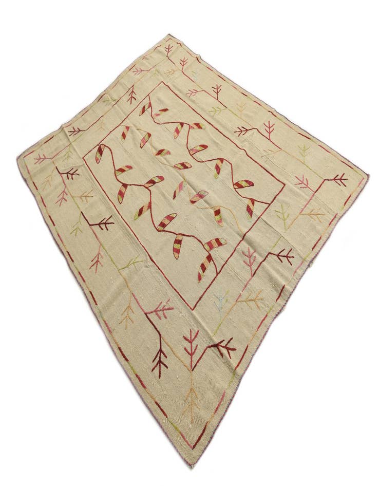 Detail image of 5' 3 x 6' 6 Hand Woven Kilim Suzani Wool Rug
