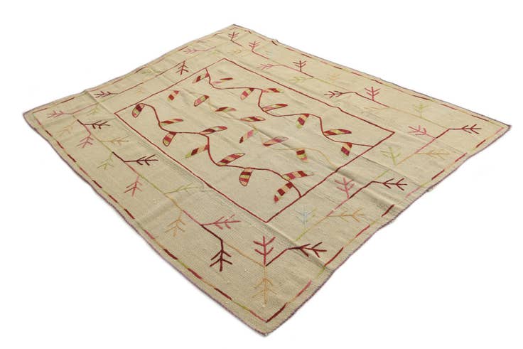 Detail image of 5' 3 x 6' 6 Hand Woven Kilim Suzani Wool Rug