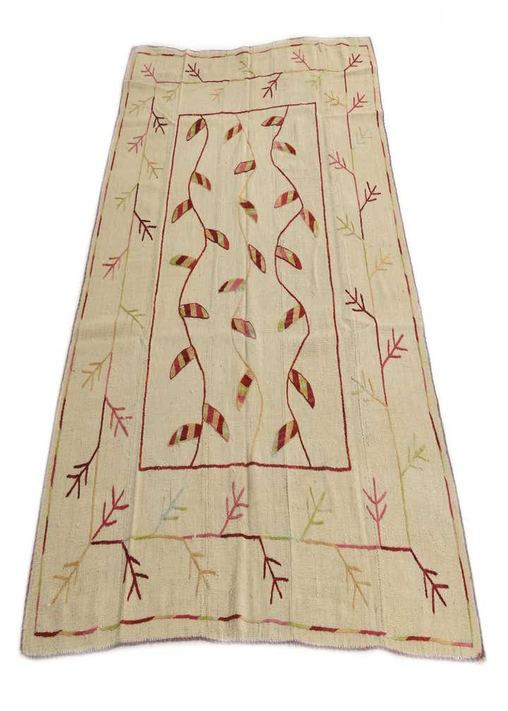 5' 3 x 6' 6 Hand Woven Kilim Suzani Wool Rug