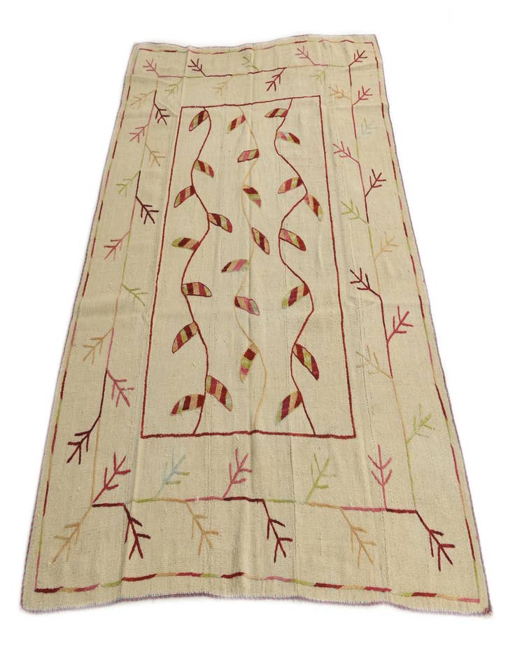 Detail image of 5' 3 x 6' 6 Hand Woven Kilim Suzani Wool Rug