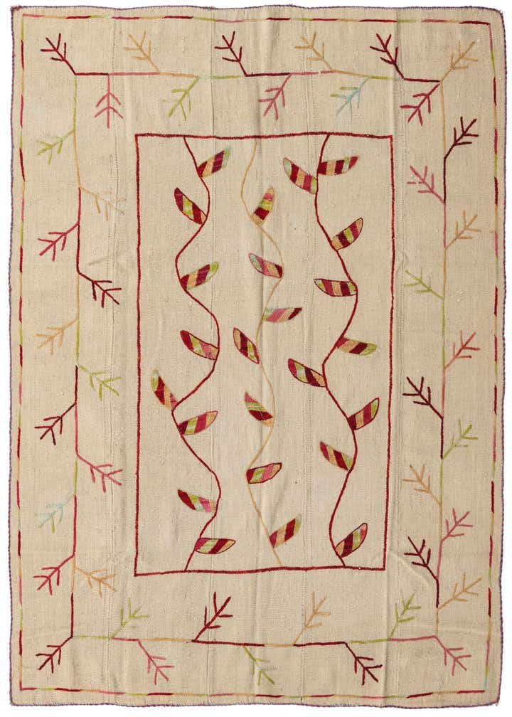 5' 3 x 6' 6 Hand Woven Kilim Suzani Wool Rug