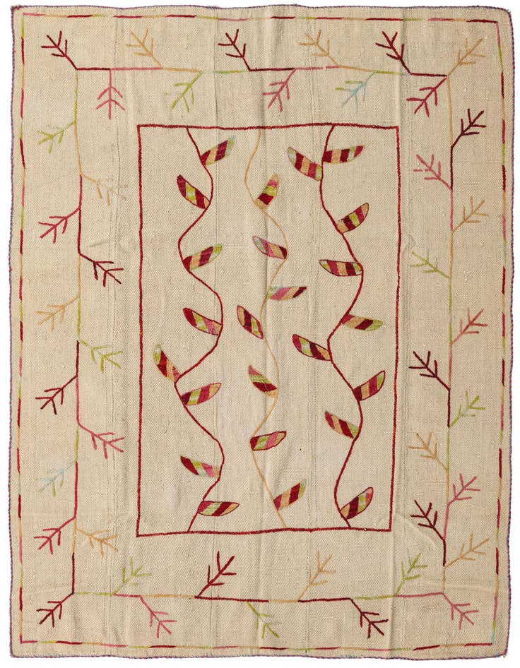 Detail image of 5' 3 x 6' 6 Hand Woven Kilim Suzani Wool Rug