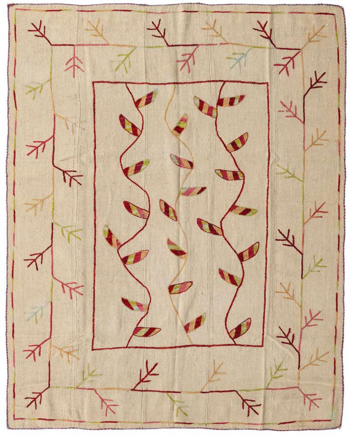 5' 3 x 6' 6 Hand Woven Kilim Suzani Wool Rug