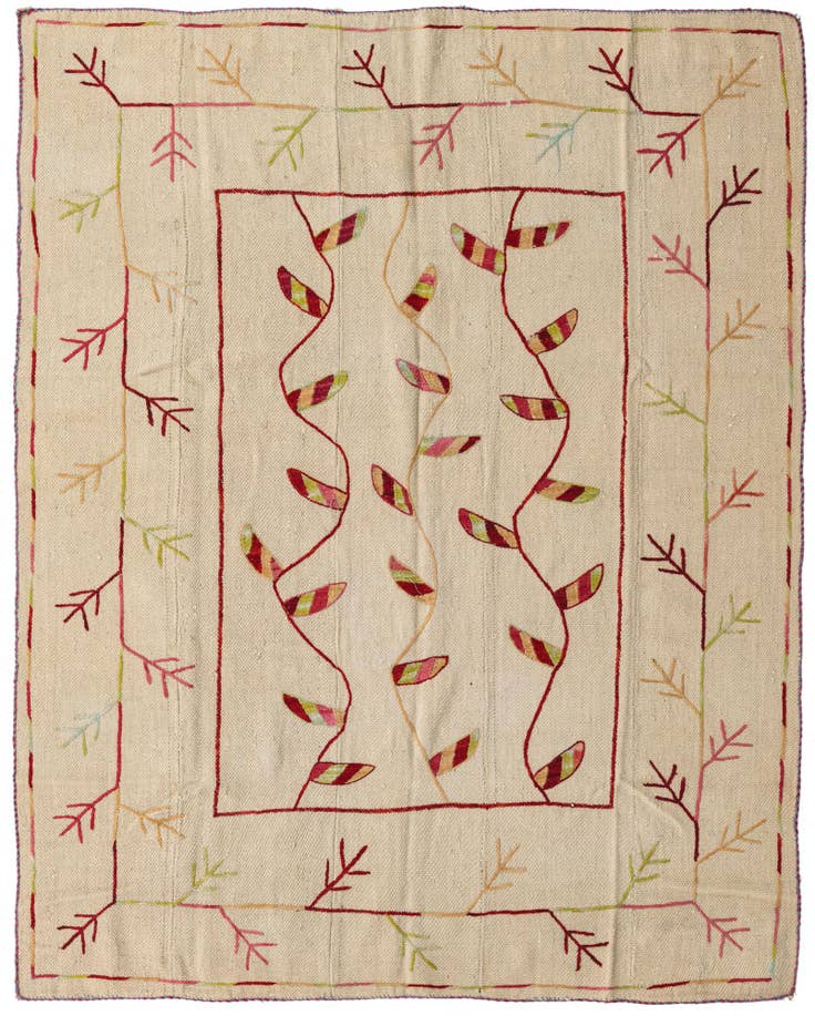 Detail image of 5' 3 x 6' 6 Hand Woven Kilim Suzani Wool Rug