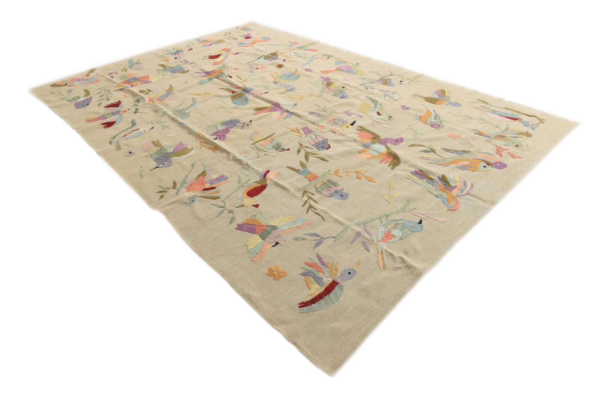 6' 6 x 9' 4 Hand Woven Kilim Suzani Wool Rug