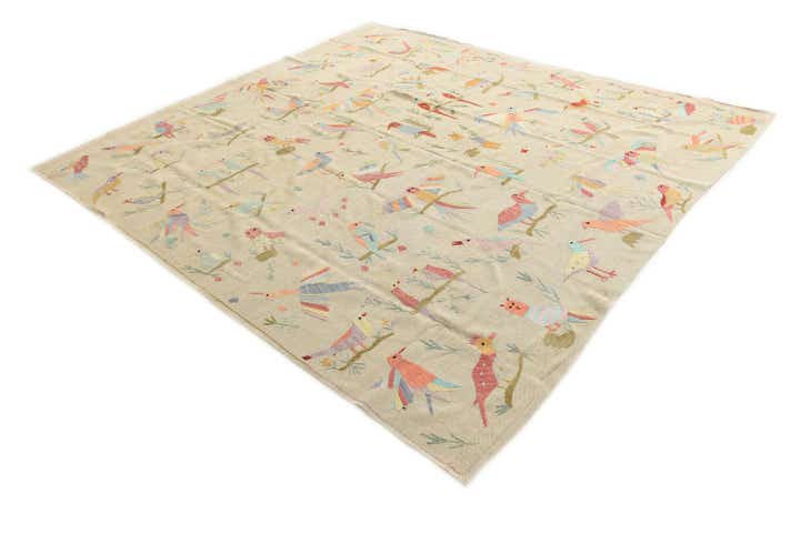 8' 5 x 9' 2 Hand Woven Kilim Suzani Wool Rug