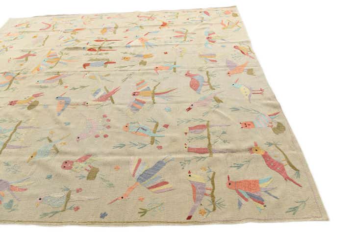 8' 5 x 9' 2 Hand Woven Kilim Suzani Wool Rug