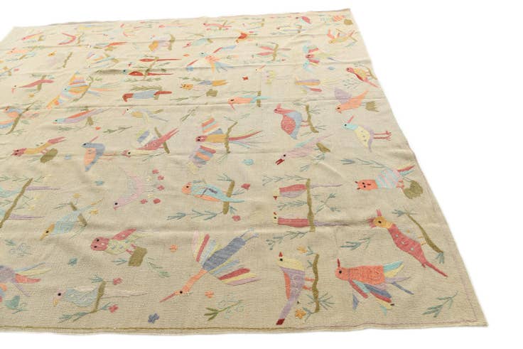 Detail image of 8' 5 x 9' 2 Hand Woven Kilim Suzani Wool Rug