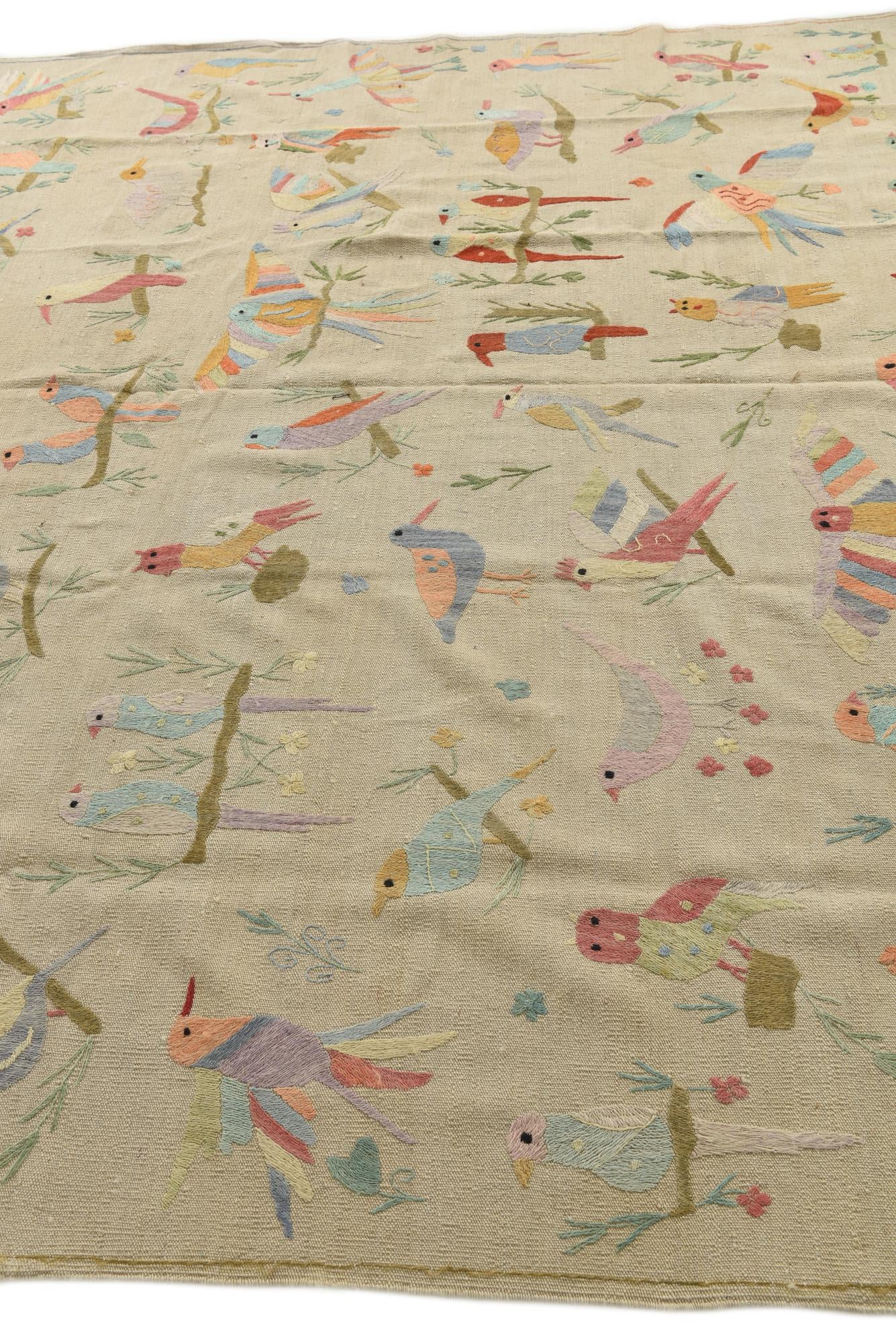 8' 5 x 9' 2 Hand Woven Kilim Suzani Wool Rug
