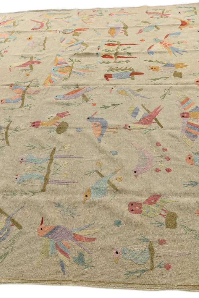 8' 5 x 9' 2 Hand Woven Kilim Suzani Wool Rug