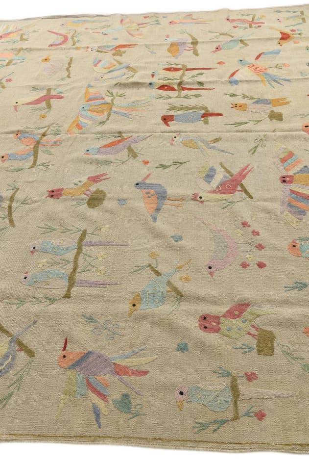 Detail image of 8' 5 x 9' 2 Hand Woven Kilim Suzani Wool Rug