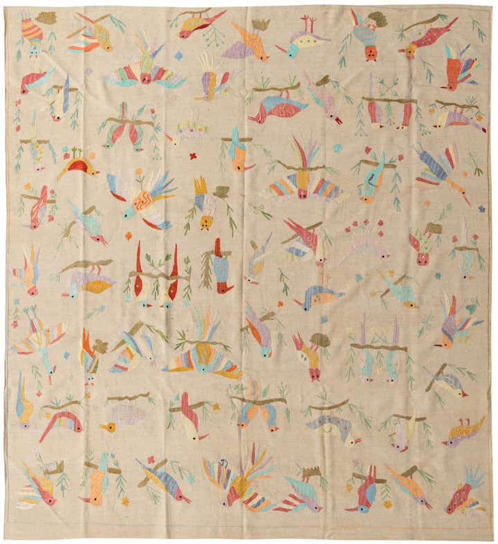 8' 5 x 9' 2 Hand Woven Kilim Suzani Wool Rug