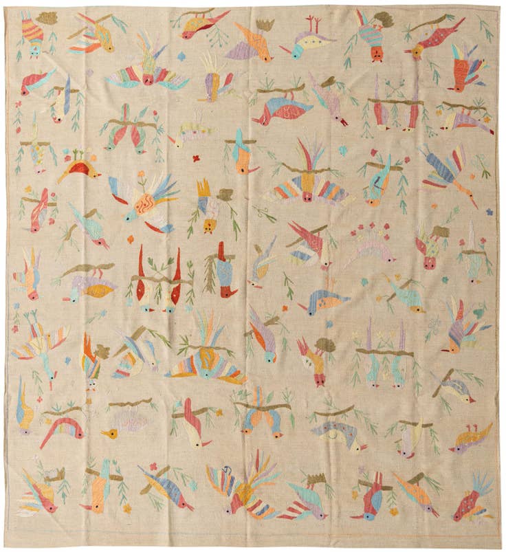 Detail image of 8' 5 x 9' 2 Hand Woven Kilim Suzani Wool Rug