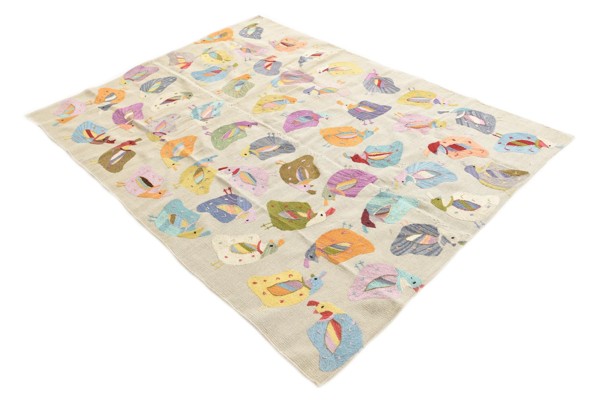 5' x 7' Hand Woven Kilim Suzani Wool Rug