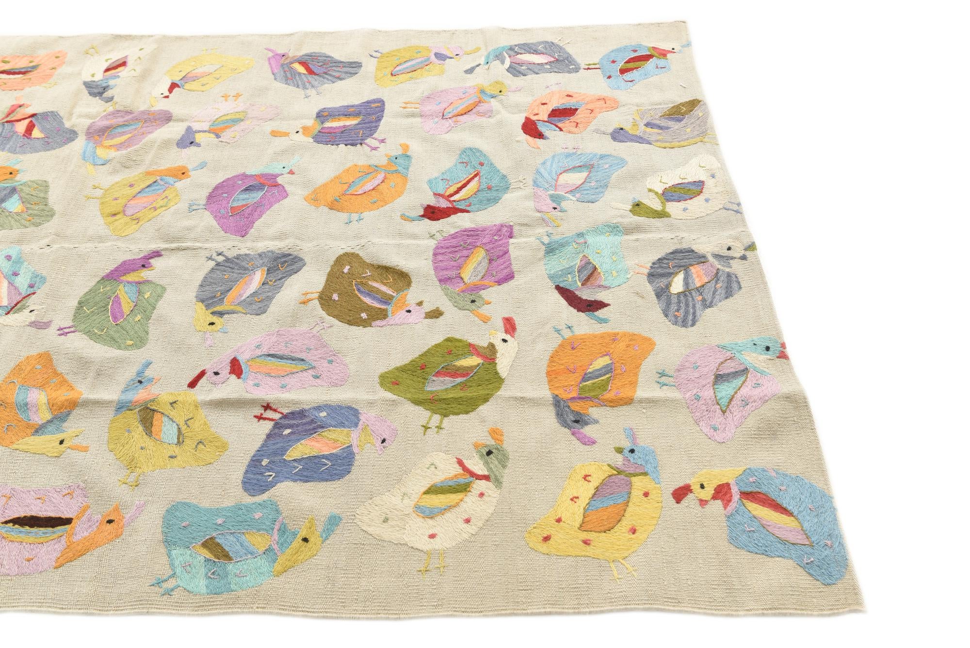 5' x 7' Hand Woven Kilim Suzani Wool Rug