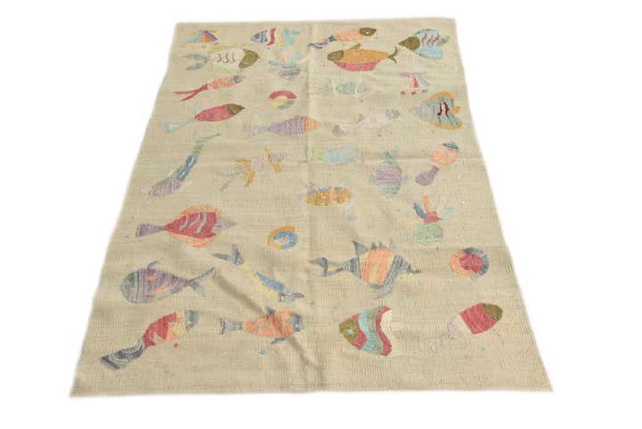 3' 2 x 4' 8 Hand Woven Kilim Suzani Wool Rug